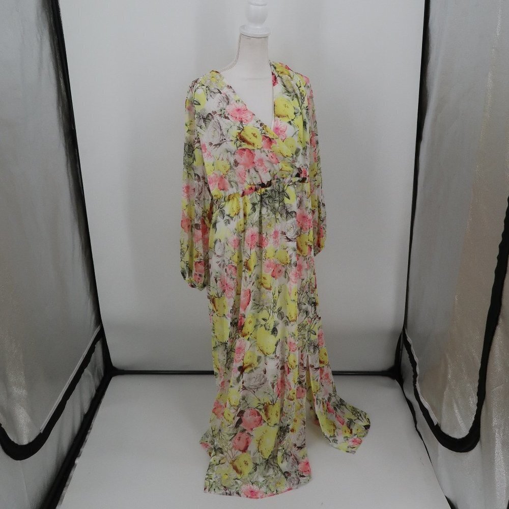 INC International Concepts Mixed Floral Bouquet Long Sleeve Maxi Dress 0X NWT